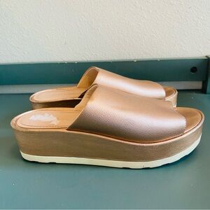 BRUNO MENEGATTI Rose Gold Slide Platform Sandals